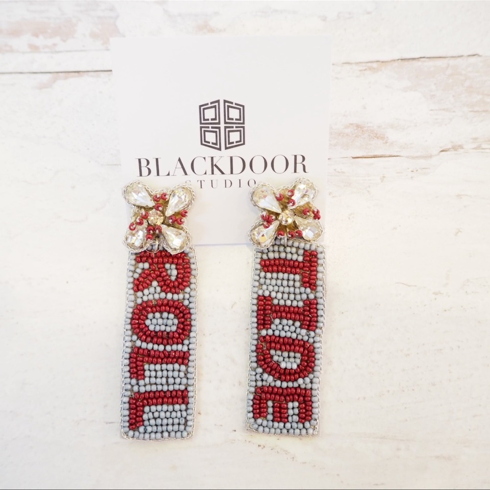 Beaded Alabama Roll Tide Collegiate Game Day Earrings